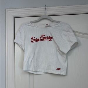 PacSun White and Red Crop Top